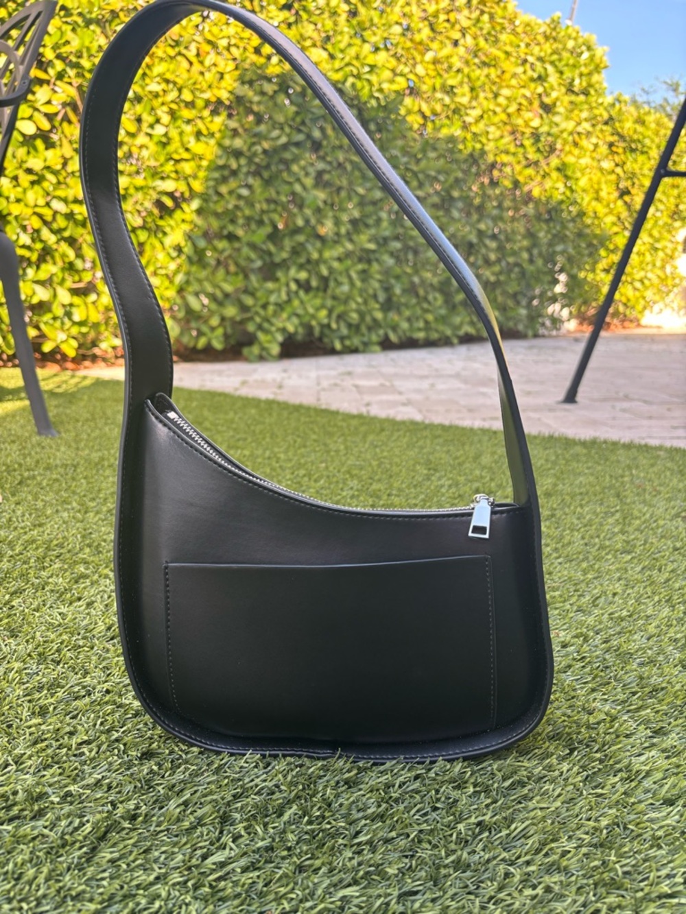 House of Harlow 1960 Black zip pouch with gold logo